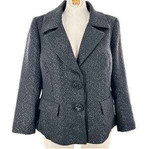 Lafayette 148 womens blazer size 16 black metallic old money Corpcore